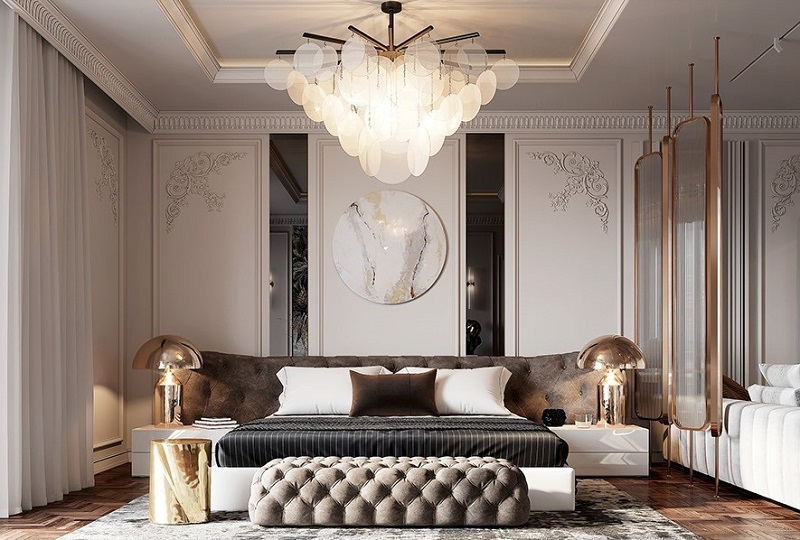 trang trí phòng ngủ đẹp cho vợ chồng phong cách luxury