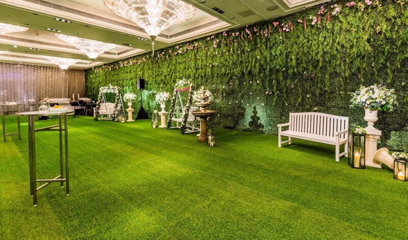 trang trí sân vườn bằng cỏ nhân tạo - sàn nhà