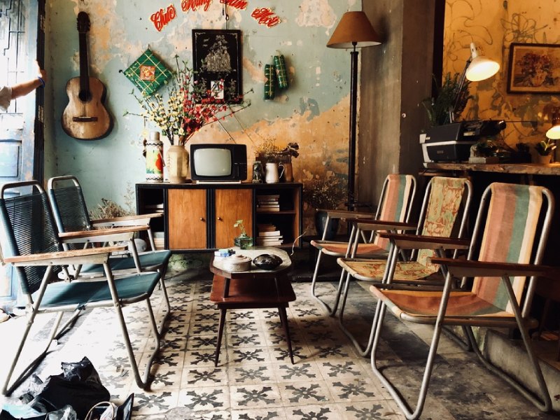 phong cách thiết kế nội thất vintage cho quán cafe