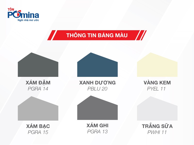 bảng màu tôn pomina dòng panel