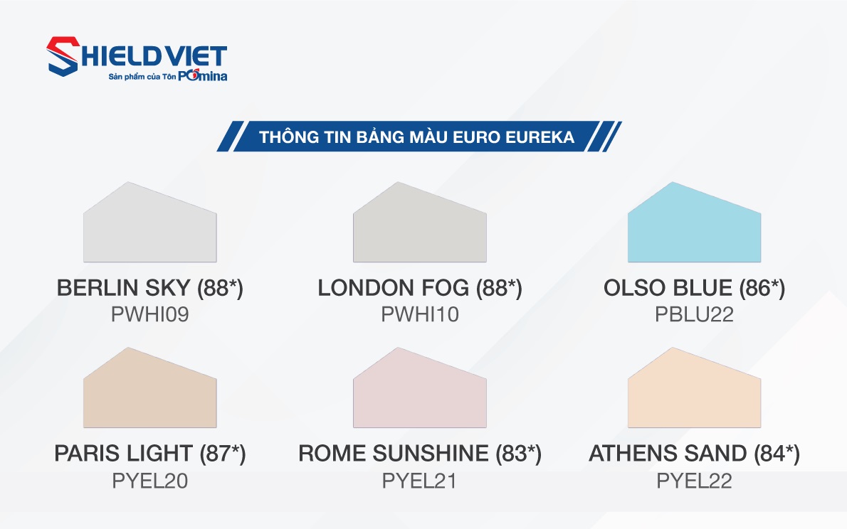 bảng màu tôn pomina dòng ShieldViet LEED