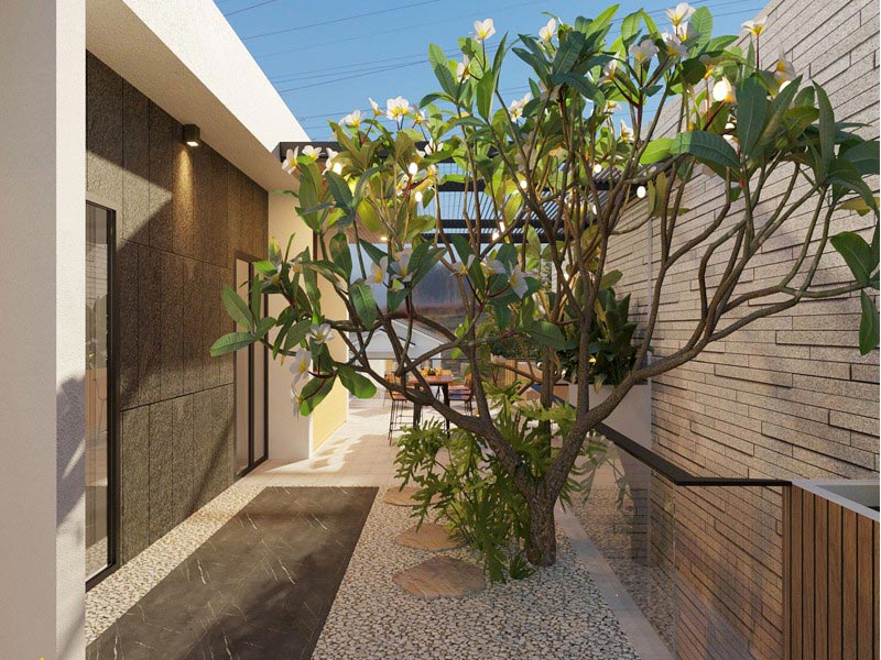 cách bố trí cây cảnh trước nhà