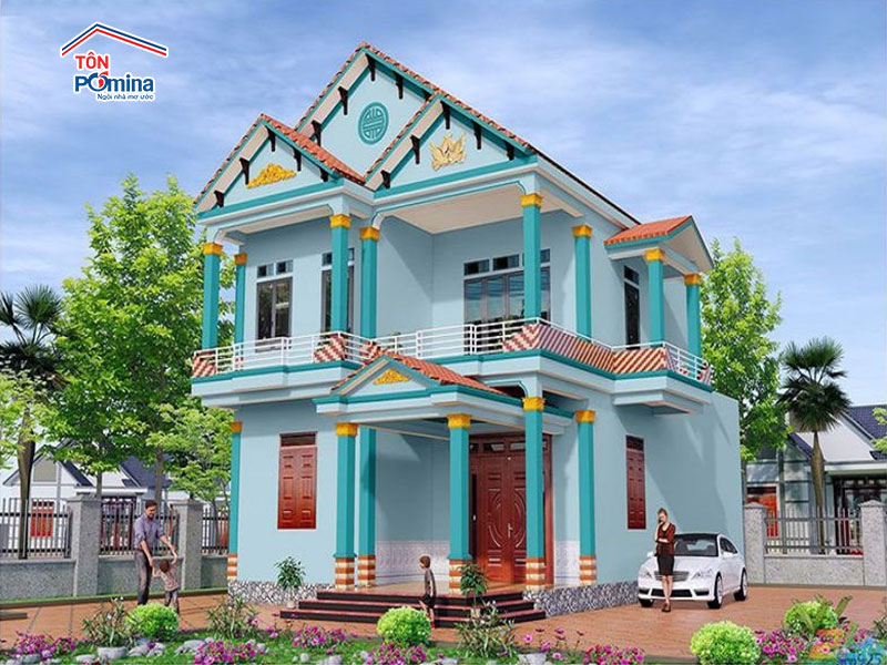 cách phối màu sơn tường ngoài trời