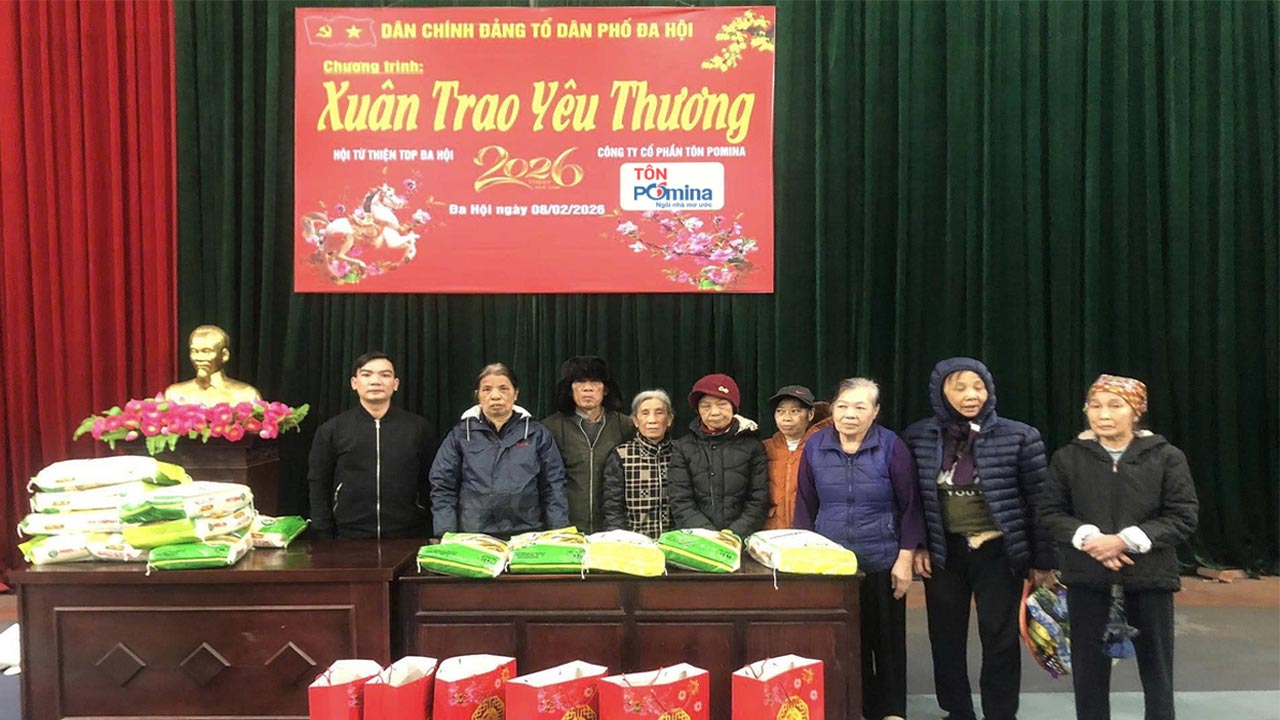 Tôn Pomina trao quà Tết cho hộ nghèo tại Bắc Ninh dịp Bính Ngọ 2026