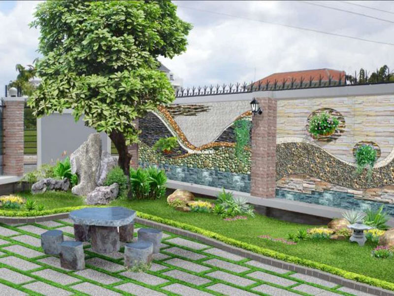cách bố trí sân vườn trước nhà
