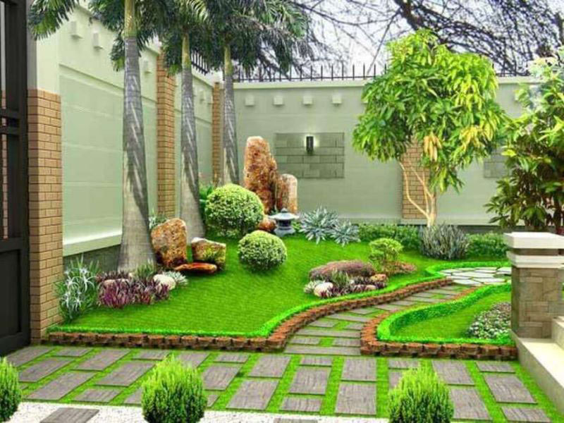cách bố trí sân vườn trước nhà