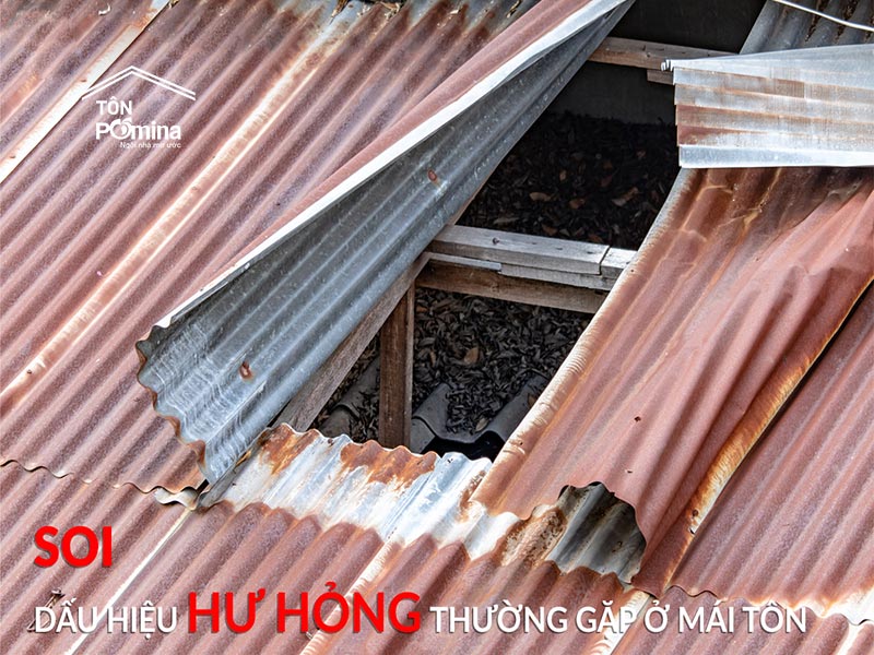 những dấu hiệu hư hỏng thường gặp ở mái tôn